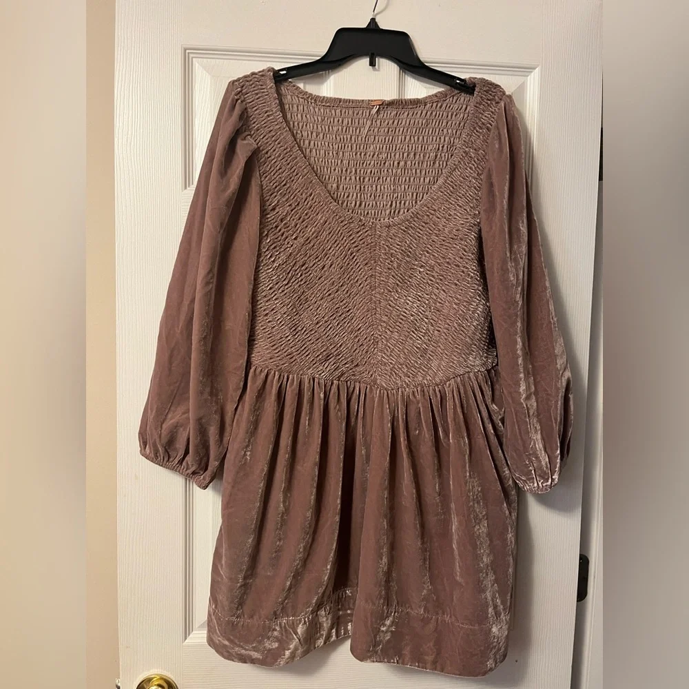 Free People Farrier Velvet Mini Dress Mauve Color Size Large - Picture 4 of 7